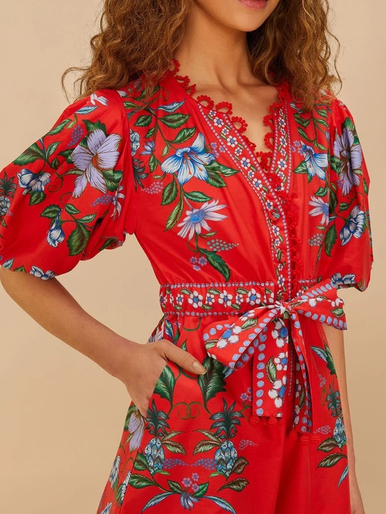 FARM Rio Dresses & Skirts - FARM RIO SWEET BLOOM BOUQUET RED ROMPER